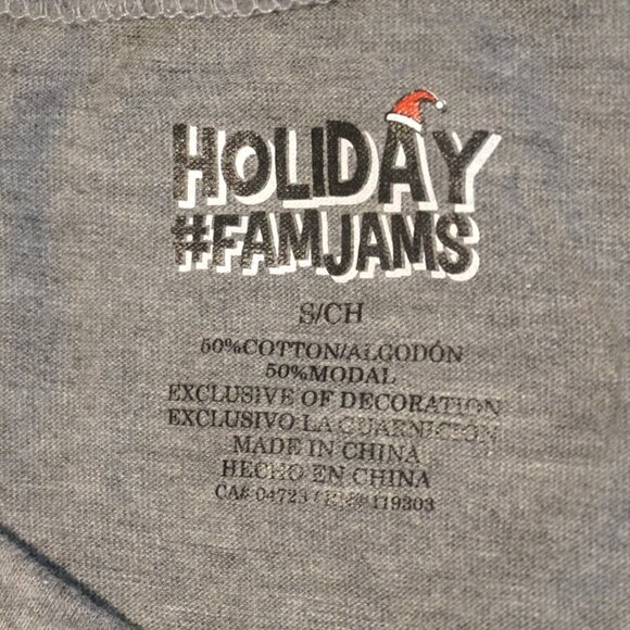 Holiday #FamJams Gray Long Sleeve PJ Lounge Top Deer Head with Fleece Scarf Sm - Picture 6 of 6